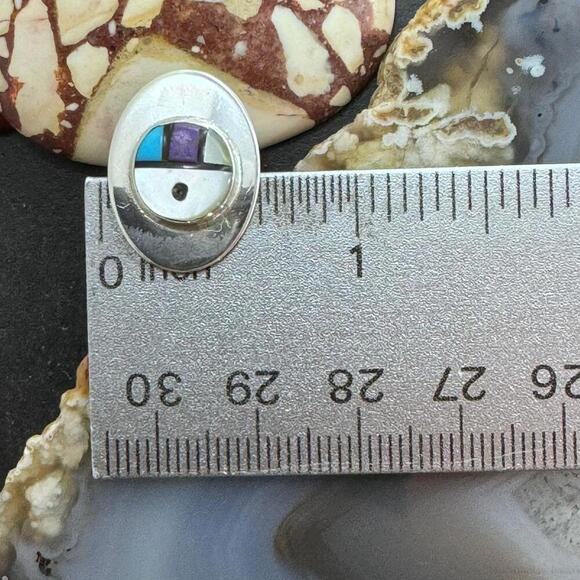 Starllie & Sheryl Edaakie Sterling Multistone Inlay Sunface Stud Earrings #2 - Picture 9 of 10